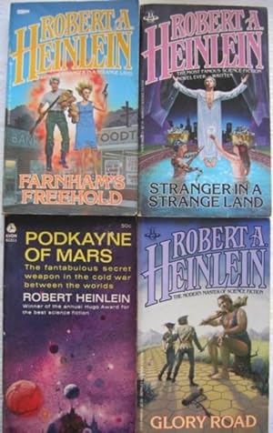 Imagen del vendedor de Robert A. Heinlein grouping: - Stranger in a Strange Land; with - Podkayne of Mars; with - Glory Road; with - Farnham's Freehold; -(four soft covers from Heinlein)- a la venta por Nessa Books