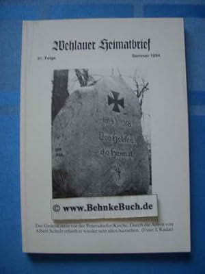 Bild des Verkufers fr Wehlauer Heimatbrief Folge 51. Sommer 1994. zum Verkauf von Antiquariat BehnkeBuch