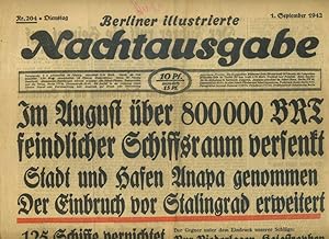 Bild des Verkufers fr Berliner illustrierte Nachtausgabe 1. September 1942. Nr. 204. zum Verkauf von Umbras Kuriosittenkabinett
