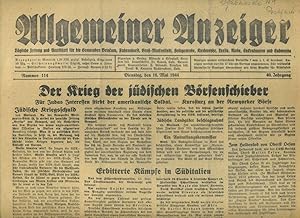 Bild des Verkufers fr Allgemeiner Anzeiger 16. Mai 1944. 40 Jahrgang Nummer 114. zum Verkauf von Umbras Kuriosittenkabinett