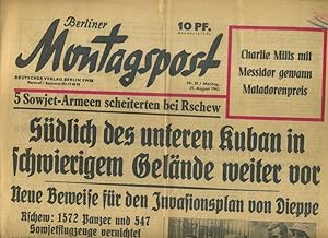 Bild des Verkufers fr Berliner Montagspost. 31 August 1942. . Nr. 35. zum Verkauf von Umbras Kuriosittenkabinett