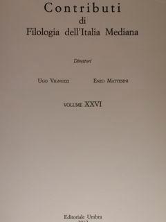 Immagine del venditore per CONTRIBUTI DI FILOLOGIA DELL'ITALIA MEDIANA. VOL. XXVI (2012). venduto da EDITORIALE UMBRA SAS