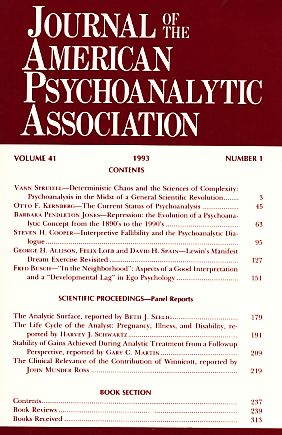 Bild des Verkufers fr Journal of the American Psychoanalytic Association. (= Kompletter Jahrgang). 1993. Volume 41. Part 1 - 4. zum Verkauf von Fundus-Online GbR Borkert Schwarz Zerfa