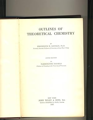 Image du vendeur pour Outlines of Theorectical Chemistry mis en vente par Richard Lemay