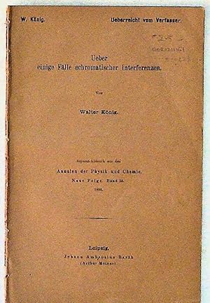 Seller image for Ueber Einige Falle Achromatischer Interferenzen for sale by The Kelmscott Bookshop, ABAA