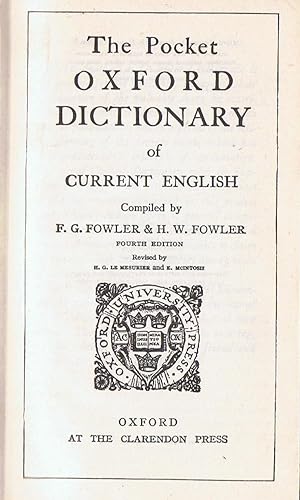 Image du vendeur pour THE POCKET OXFORD DICTIONARY OF CURRENT ENGLISH mis en vente par Librera Torren de Rueda