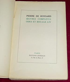 Image du vendeur pour Oeuvres compltes - ODES ET BOCAGE I-IV mis en vente par LE BOUQUINISTE