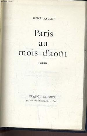 Bild des Verkufers fr PARIS AU MOIS D'AOUT. zum Verkauf von Le-Livre