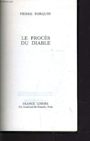 Image du vendeur pour LE PROCES DU DIABLE. mis en vente par Le-Livre