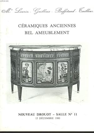 Image du vendeur pour CERAMIQUES ANCIENNES. BEL AMEUBLEMENT. LE 15 DECEMBRE 1980 mis en vente par Le-Livre