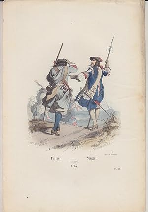 Bild des Verkufers fr PHILIPPOTEAUX. Gravure COULEURS - FUSILIER - SERGENT - Infanterie - 1675 zum Verkauf von CARIOU1
