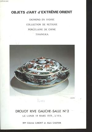 Image du vendeur pour OBJETS D'ART D'EXTRME ORIENT. OKIMONO EN IVOIRE, COLLECTION DE NETSUKE, PORCELAINE DE CHINE, THANGKA. VENTE LE 19 MARS 1979. mis en vente par Le-Livre