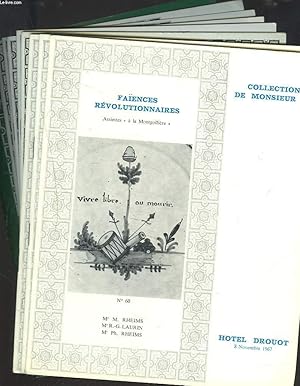 Imagen del vendedor de LOT DE 9 CATALOGUES DE FAENCES ANCIENNES, REVOLUTIONNAIRES, "AU BALLON". VENTES DE NOVEMBRE 1967  DECEMBRE 1970. a la venta por Le-Livre