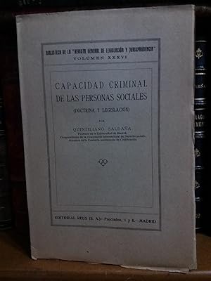 Imagen del vendedor de CAPACIDAD CRIMINAL DE LAS PERSONAS SOCIALES. (Doctrina y Legislacin) a la venta por Libreria Jimenez (Libreria A&M Jimenez)