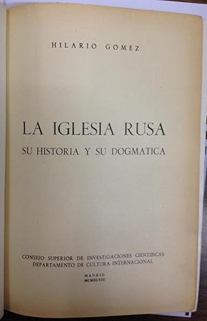 Bild des Verkufers fr LA IGLESIA RUSA. Su historia y su dogmtica zum Verkauf von Libreria Jimenez (Libreria A&M Jimenez)