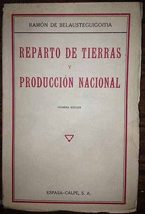 Imagen del vendedor de REPARTO DE TIERRAS Y PRODUCCION NACIONAL a la venta por Libreria Jimenez (Libreria A&M Jimenez)