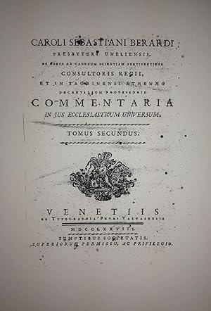 Imagen del vendedor de COMMENTARIA IN JUS ECCLESIASTICUM UNIVERSUM a la venta por Libreria Jimenez (Libreria A&M Jimenez)