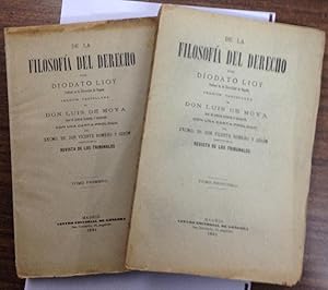 DE LA FILOSOFIA DEL DERECHO. Versión castellana de D. Luis Moya. Con una carta-prólogo de D. Vice...