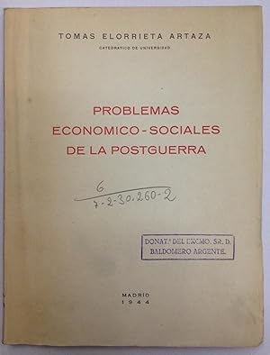 Imagen del vendedor de PROBLEMAS ECONOMICO-SOCIALES DE LA POSTGUERRA. Conferencia pronunciada en la Escuela Social de Madrid a la venta por Libreria Jimenez (Libreria A&M Jimenez)