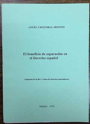 Imagen del vendedor de EL BENEFICIO DE SEPARACION EN EL DERECHO ESPAOL (Publicado en la Revista Critica de D Inmobiliario) a la venta por Libreria Jimenez (Libreria A&M Jimenez)