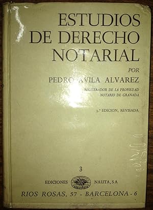 Imagen del vendedor de ESTUDIOS DE DERECHO NOTARIAL. Tercera edicin revisada a la venta por Libreria Jimenez (Libreria A&M Jimenez)