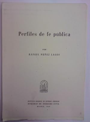 Imagen del vendedor de PERFILES DE FE PUBLICA. (Publicado en el Anuario de Derecho Civil) a la venta por Libreria Jimenez (Libreria A&M Jimenez)