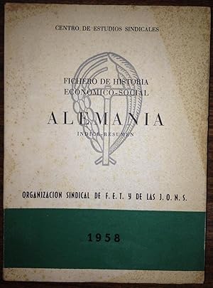 Imagen del vendedor de FICHERO DE HISTORIA ECONOMICO-SOCIAL: ALEMANIA. Indice-Resmen a la venta por Libreria Jimenez (Libreria A&M Jimenez)