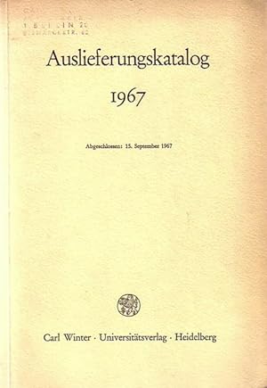 Bild des Verkufers fr Carl Winter Universittsverlag, Heidelberg. Konvolut mit 2 Auslieferungskatalogen. 1) 1967. // 2) 1969. zum Verkauf von Antiquariat Carl Wegner