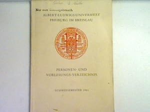 Seller image for Personen- und Vorlesungs-Verzeichnis: Sommersemester 1961 for sale by books4less (Versandantiquariat Petra Gros GmbH & Co. KG)