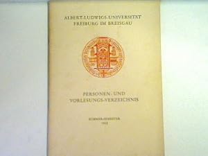 Imagen del vendedor de Personen- und Vorlesungs-Verzeichnis: Sommer-Semester 1952 a la venta por books4less (Versandantiquariat Petra Gros GmbH & Co. KG)