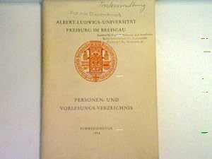 Imagen del vendedor de Personen- und Vorlesungs-Verzeichnis: Sommersemester 1958 a la venta por books4less (Versandantiquariat Petra Gros GmbH & Co. KG)