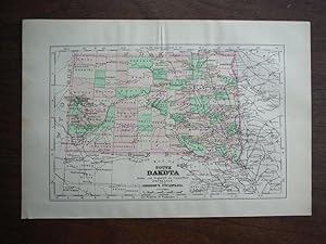 Bild des Verkufers fr Johnson's Map of South Dakota - Original (1895) zum Verkauf von Imperial Books and Collectibles