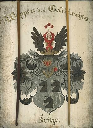 Wappen des Geschlecht Fritze im Orginal. Farbig Format 30 x 23 cm. (Windmüller und Halbspänner Ha...