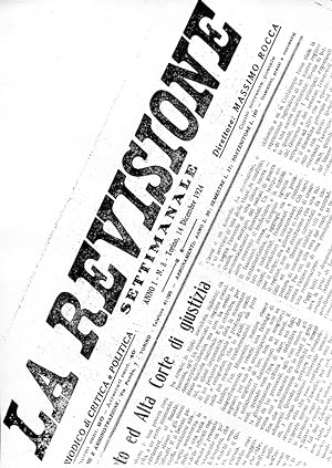 LA REVISIONE, settimale diretto da MASSIMO ROCCA - ANNO PRIMO N. 8 del 14 dicembre 1924, Torino, ...