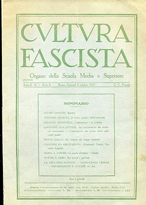 CULTURA FASCISTA, organo della scuola media e superiore - annata SECONDA completa 1927 a fascicol...