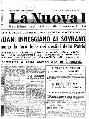 LA NUOVA ITALIA, quotidano degli italiani in Francia - fondatore NICOLA BONSERVIZI - num.176 del ...