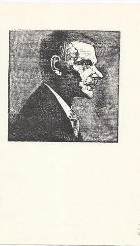 Bild des Verkufers fr Portrt. Brustbild im Profil nach rechts. Holzschnitt von Werner Hofmann, Bildgre: 10 x 10 cm, Blattgre: 21 x 13 cm, 1966. zum Verkauf von Antiquariat Michael Eschmann