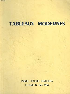 Imagen del vendedor de TABLEAUX MODERNES. AQUARELLES, DESSINS, GOUACHES, PASTELS. PEINTURE PAR GERICAULT. SCULPTURES. VENTE LE JEUDI 17 JUIN 1965. a la venta por Le-Livre