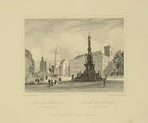 Der Schlossplatz in Teplitz. Place du chateau a Teplitz". Orig.-Stahlstich von J. Poppel nach C....