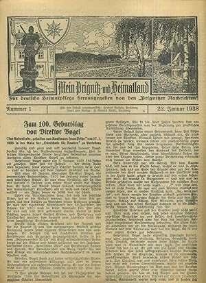 Mein Prignitz und Heimatland. Nr. 1. Vom 22 Januar 1938. Nur Blatt 1 mit der Gedenkrede von Direk...