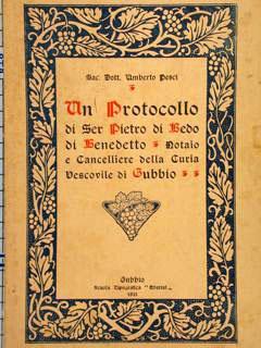 UN PROTOCOLLO DI SER PIETRO DI BEDO DI BENEDETTO,NOTAIO E CANCELLIERE DELLA CURIA VESCOVILE DI GU...