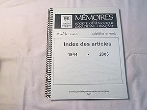 Image du vendeur pour Mmoires de la Socit Gnalogique Canadienne-Franaise. Index des articles, 1944-2003. mis en vente par Doucet, Libraire/Bookseller