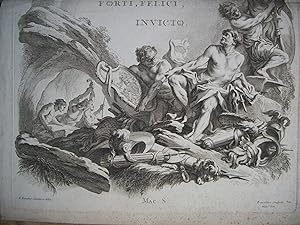 gravure EAU-FORTE de François BOUCHER "Joani CHURCHILL duci MARLBOROUGH forti, felici, invicio"
