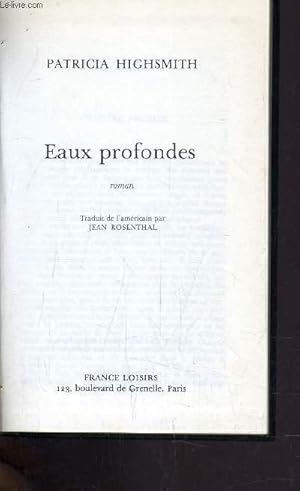 Image du vendeur pour EAUX PROFONDES. mis en vente par Le-Livre