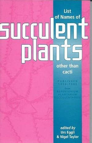List of Names of Succulent Plants (other than Cacti) from Repertorium Plantarum Succulentarum