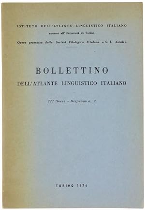 BOLLETTINO DELL'ATLANTE LINGUISTICO ITALIANO - III Serie - Dispensa n. 1.: