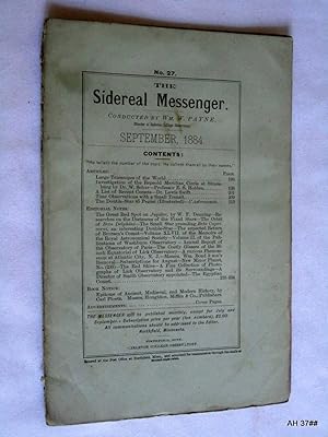 Bild des Verkufers fr The Sidereal Messenger. No 27. Vol 3. No 7. September 1884. (A Monthly Review of Astronomy.) zum Verkauf von Tony Hutchinson