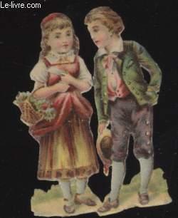 Seller image for CHROMOLITHOGRAPHIE - ENFANTS FLEURS CHAPEAU LETTRE for sale by Le-Livre
