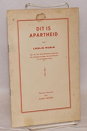 Imagen del vendedor de Dit is apartheid a la venta por Bolerium Books Inc.