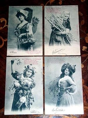 Bild des Verkufers fr Carte Postale Ancienne - Srie de 4 cartes postales ancienne - Les Quatre Saisons zum Verkauf von JOIE DE LIRE